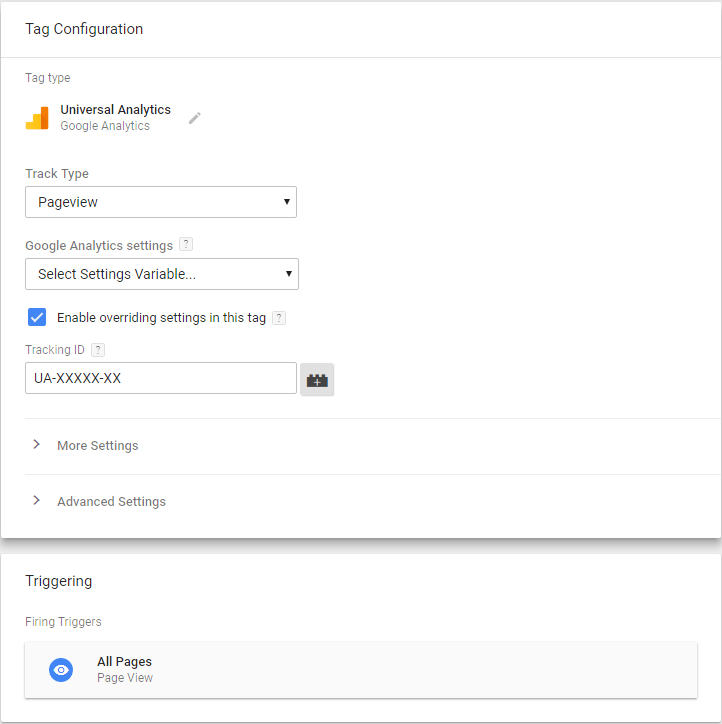 default pageview ga